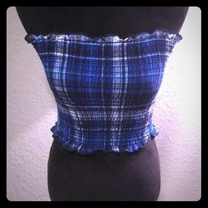CLEARANCE! 🤩 Marci Blue Ruffled Tube Top 💙🖤